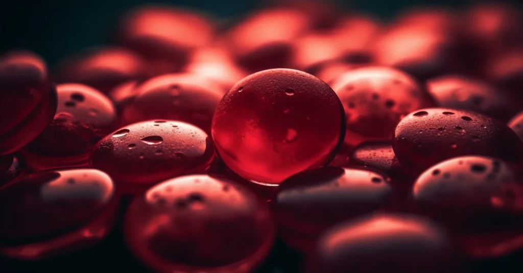 close-up-red-water-drops-table